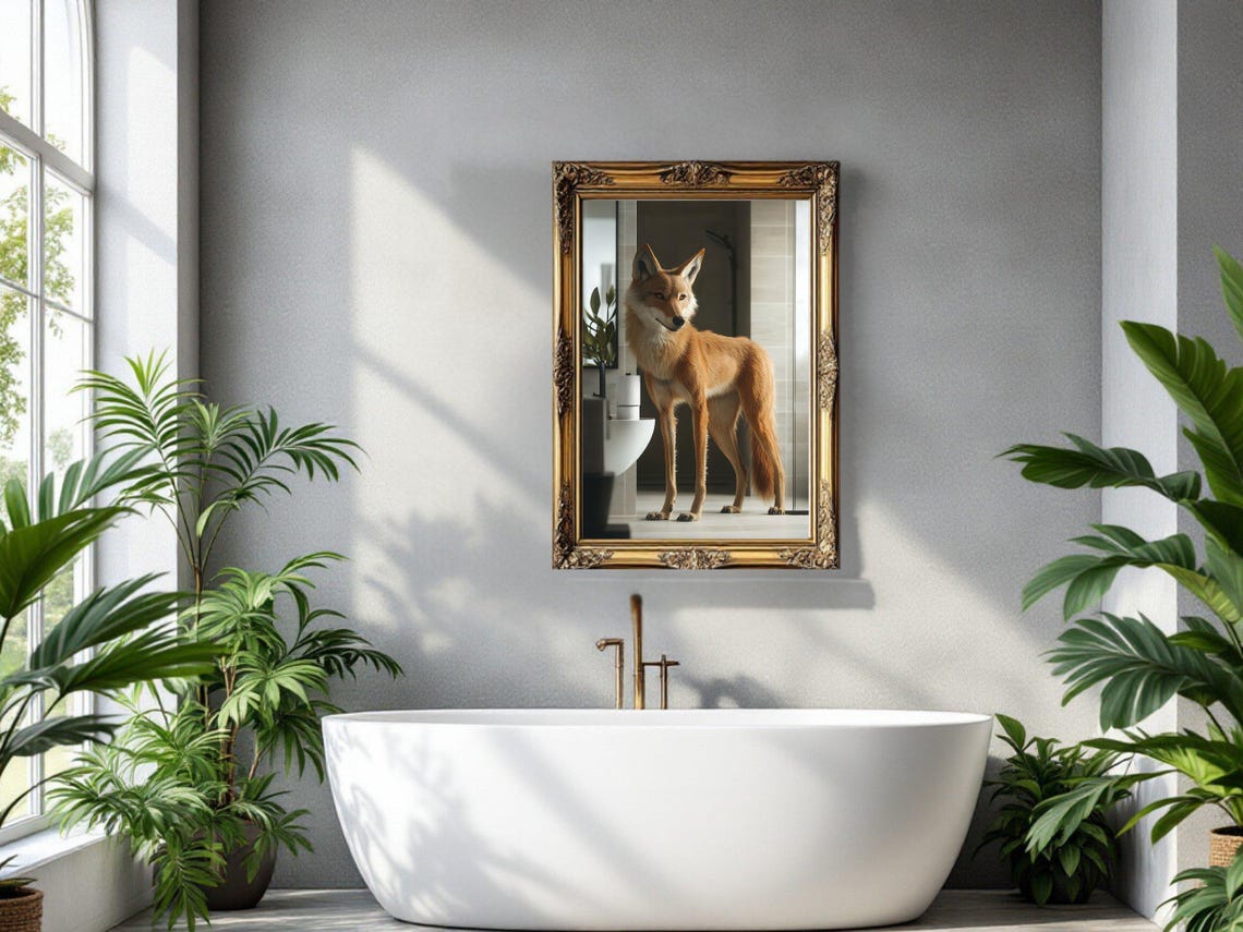 Wild Fox Standing In Modern Bathroom Photorealistic Animal Poster - Image 3