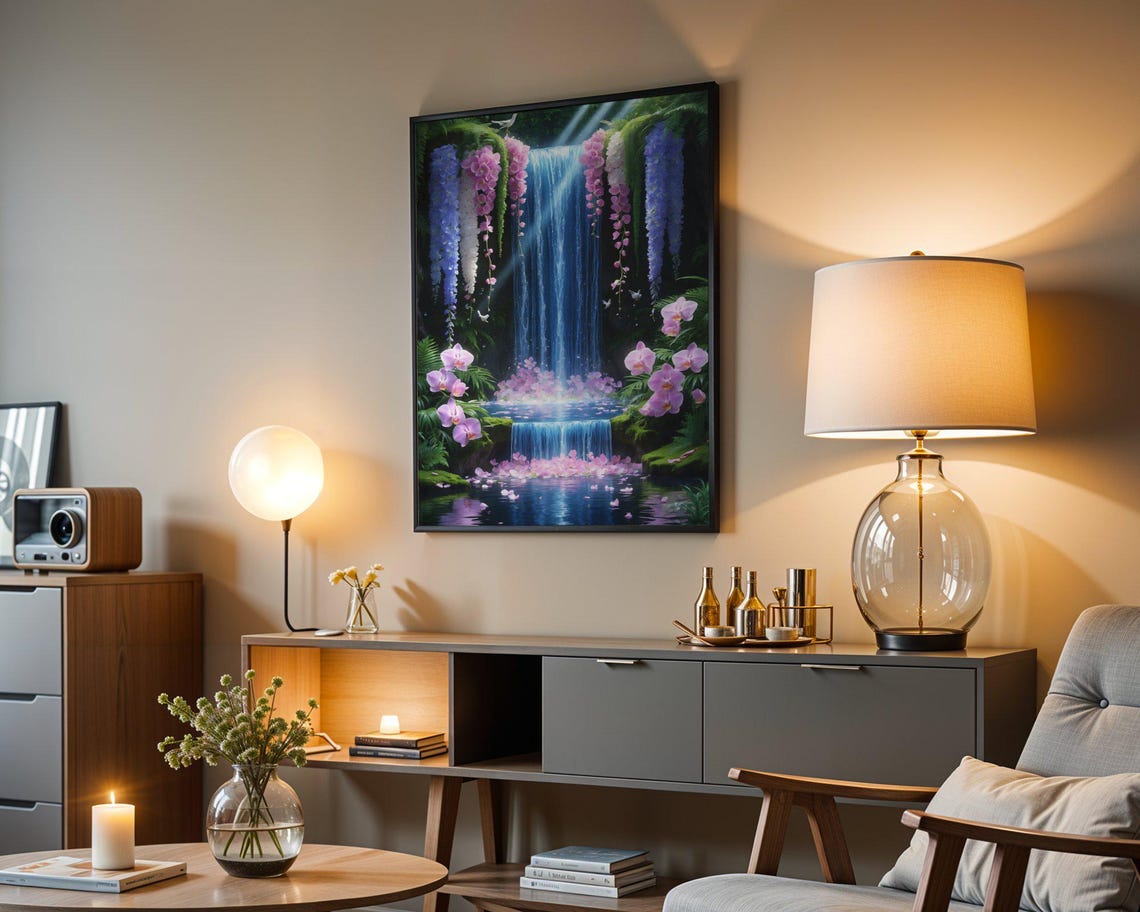 Wisteria Waterfall Orchid Blooms Enchanted Falls Garden Art Print - Image 3