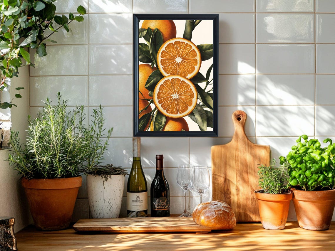 Vintage Orange Botanical Illustration Citrus Fruit Kitchen Poster - Image 2