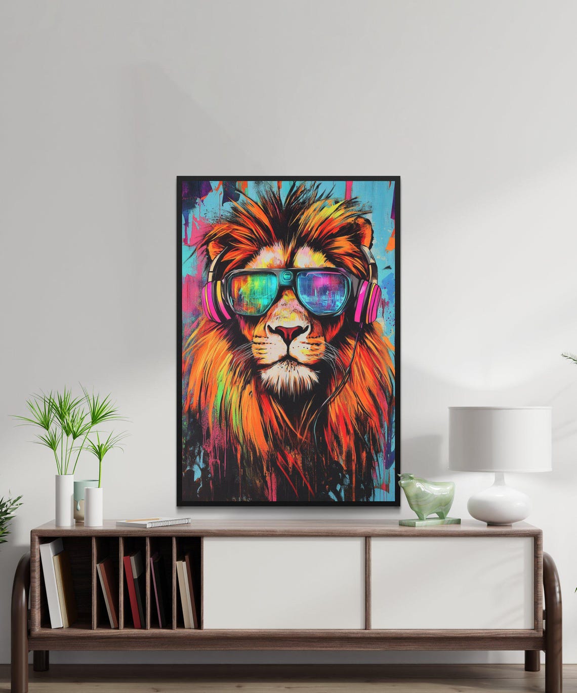 Colorful Pop Art Lion With Headphones And Reflective Sunglasses Poster - Image 5