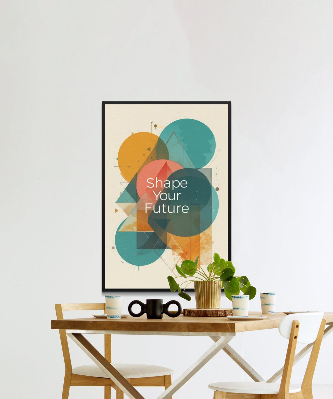 Geometric Abstract Wall Art Print Inspirational Quote Shape Your Future Modern Home Decor - Image 2