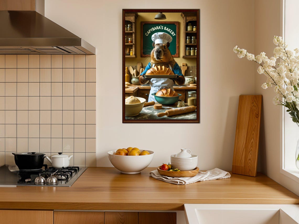 Capybara Baker Fresh Bread Capybara's Bakery Scene Art Print - Image 4