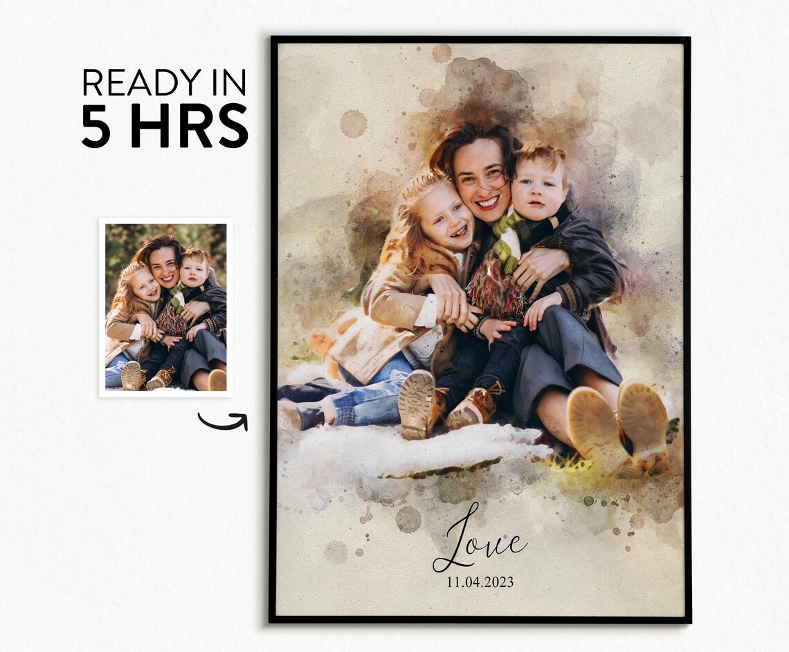Personalized Watercolor Family Portrait Art Print - Image 2