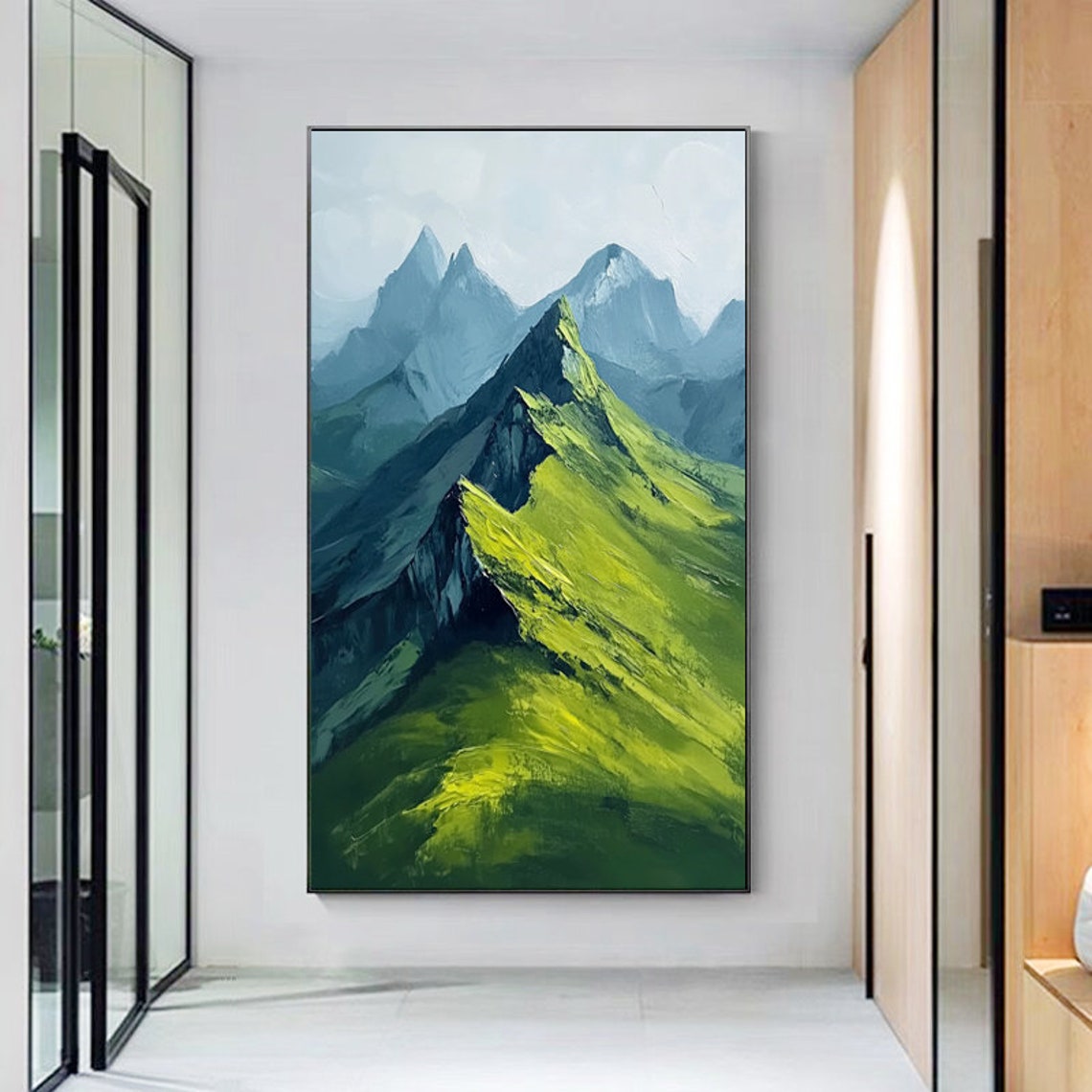Emerald Green Alpine Peaks in a Vertical Mountain Scene Poster - Image 2