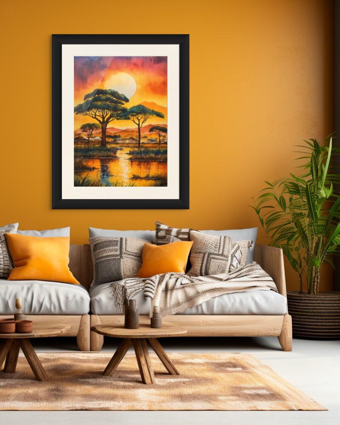 African Sunset Acacia Tree Art Print, Safari Decor - Image 6