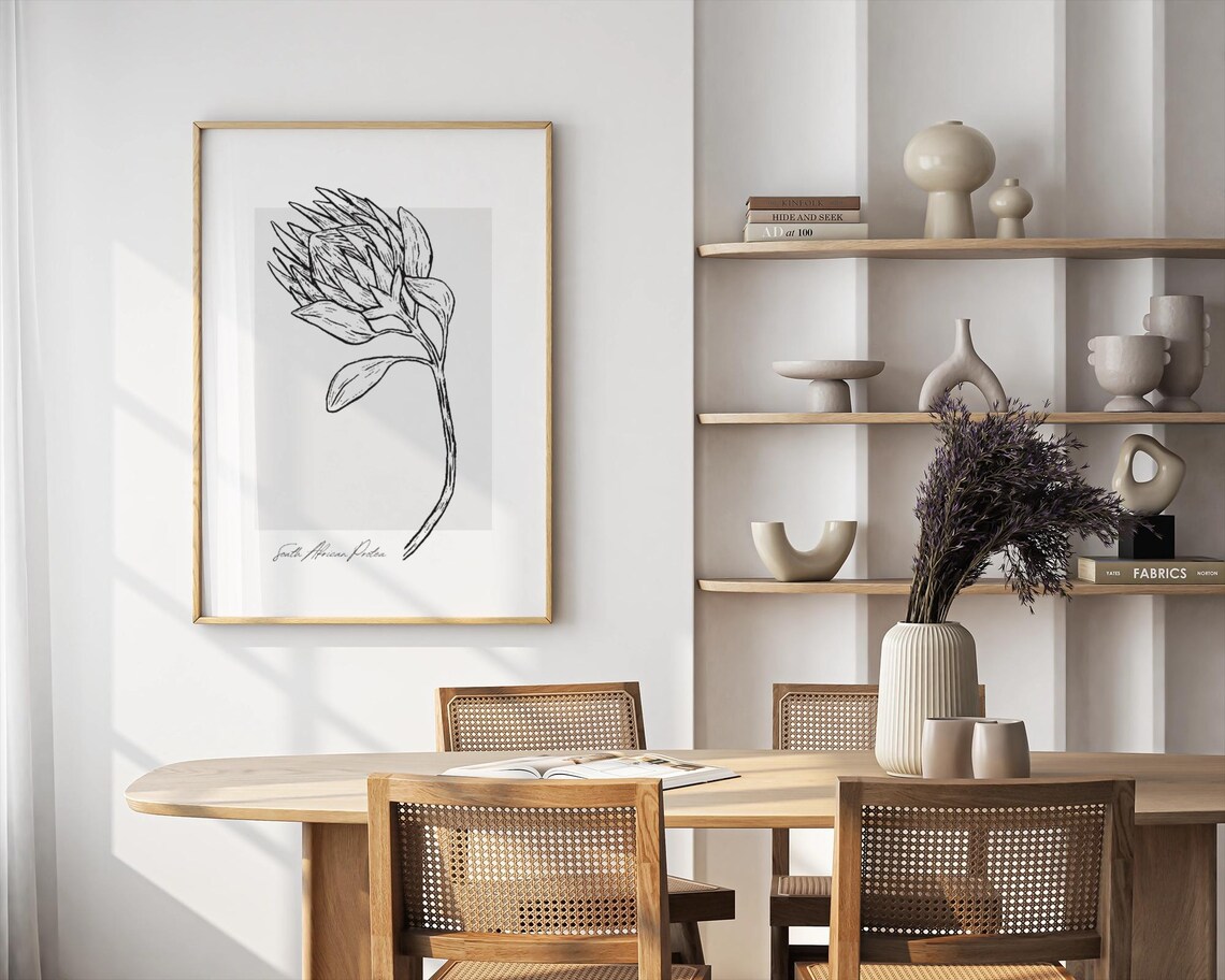Protea Botanical Line Art, Minimalist Floral Art - Image 4