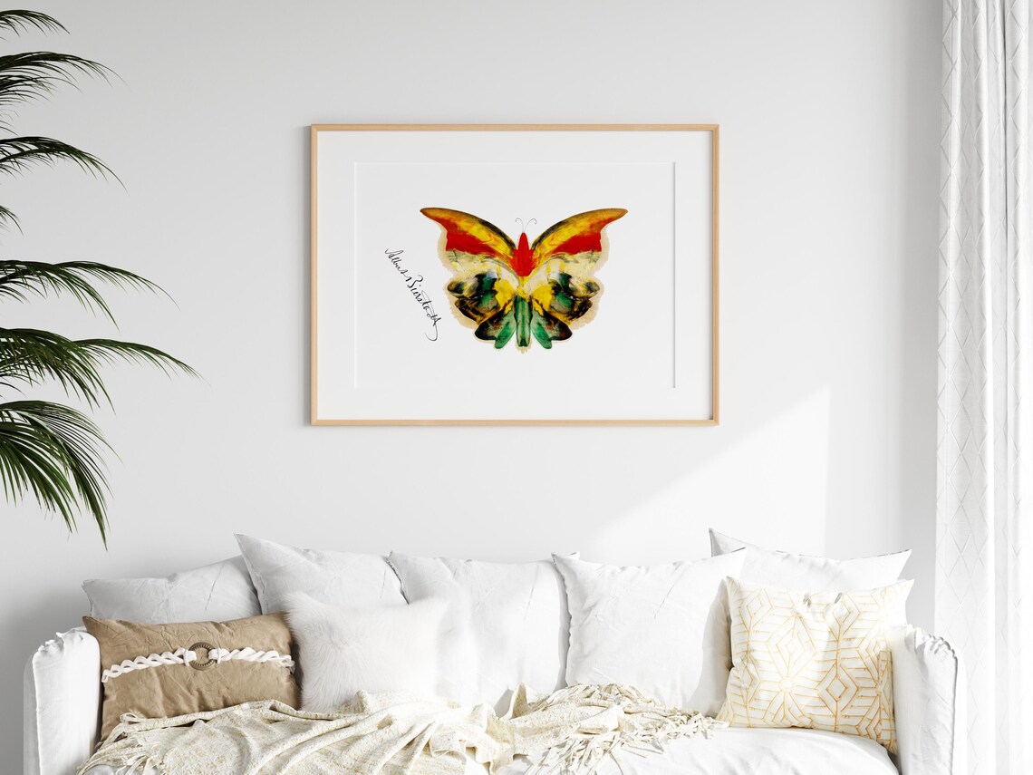 Yellow Butterfly Print, Vintage Botanical Art - Image 3