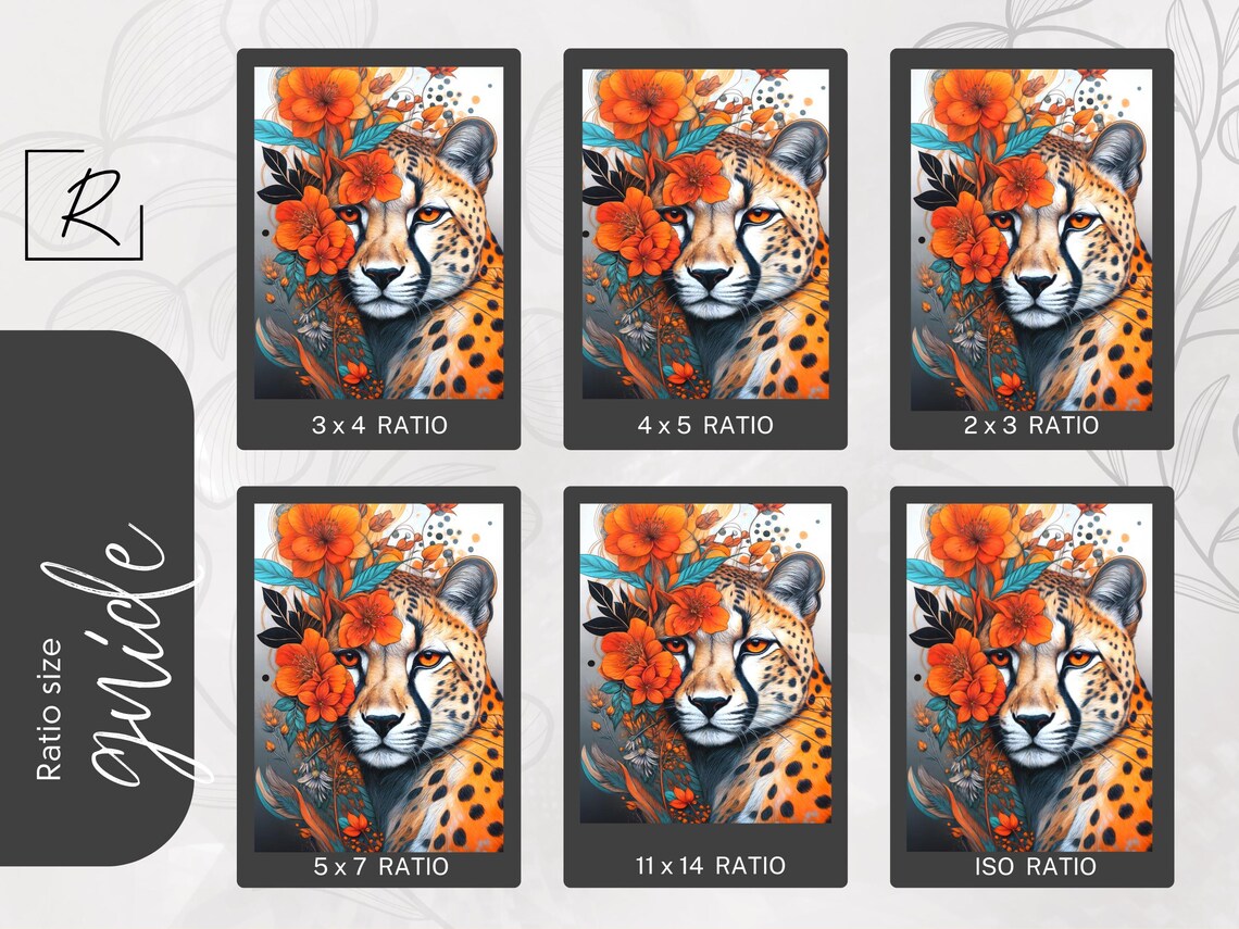 Cheetah With Flowers, Boho Floral Animal Print - Image 2