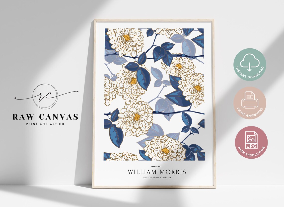 William Morris Inspired Botanical Floral Art Print