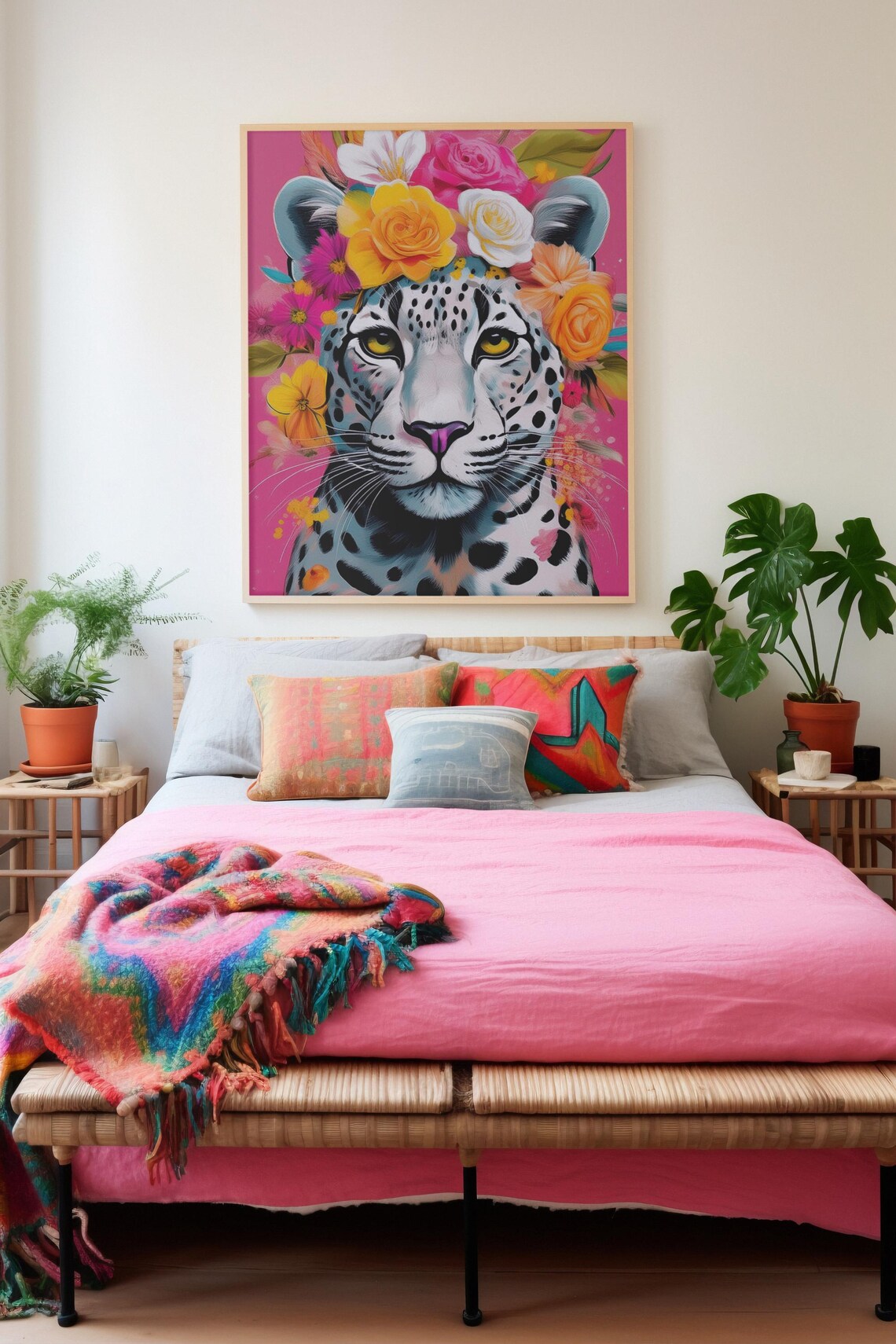 Floral Leopard Wall Art Print, Bold Boho Decor - Image 6