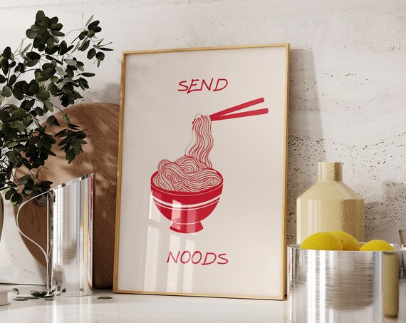 Noodles Print Cute Kitchen Wall Art Minimalist Food Art Takeout Print Aesthetic Kitchen Decor Funny Wall Art 1 Print