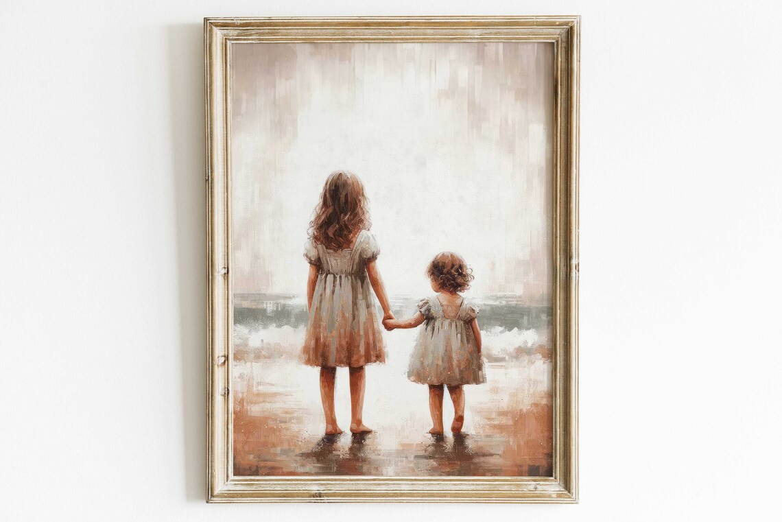 Vintage Sister Painting Sisterhood Art Print