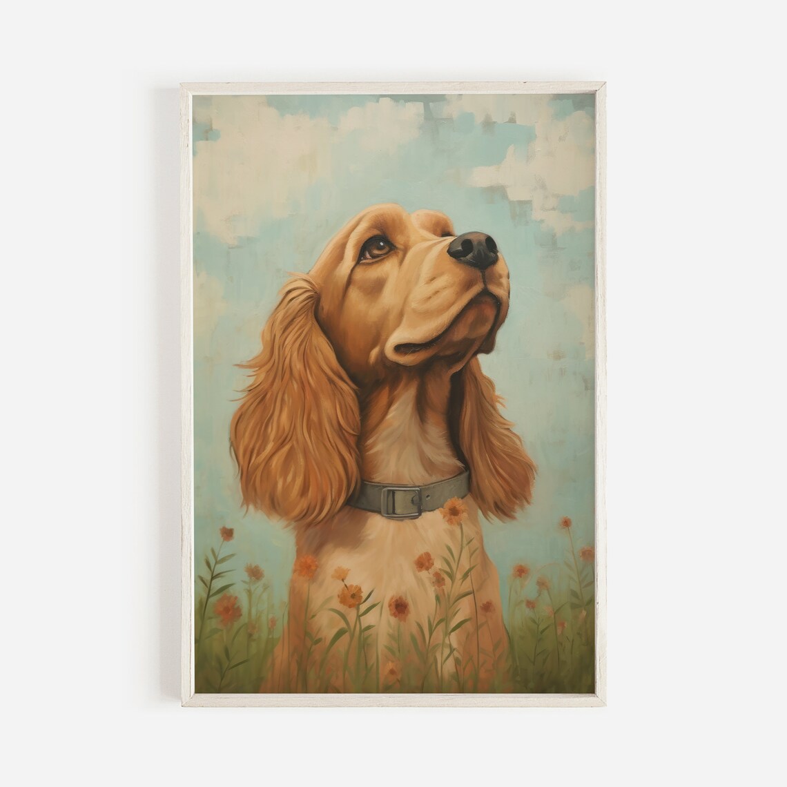 Golden Cocker Spaniel Among Orange Flowers Vintage Dog Poster - Image 2