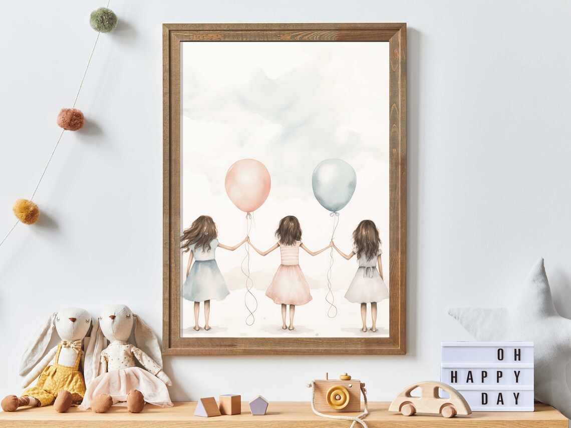 Balloon Nursery Decor Best Friends Wall Art Girls Room Decor Girly Wall Art Print Girls Bedroom Art Art