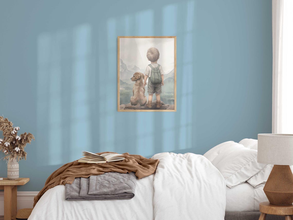 Golden Retriever Nursery Decor Boy Dog Painting Golden Retriever Art Print Puppy Nursery Wall Art Kids Dog Wall Art For Boy - Image 2