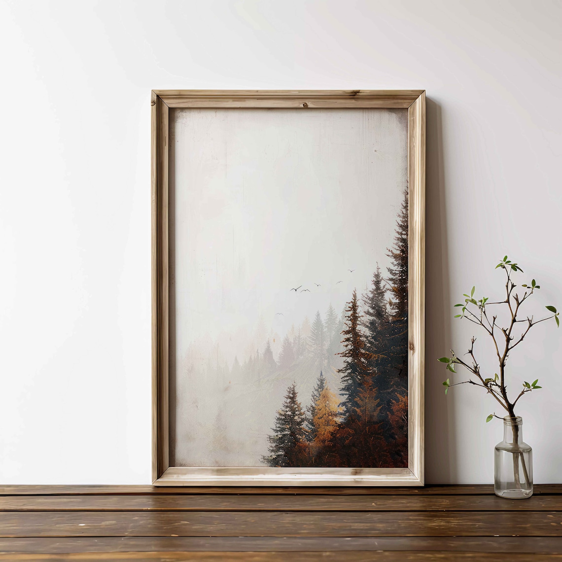 Vintage Forest Print, Rustic Forest Landscape Art