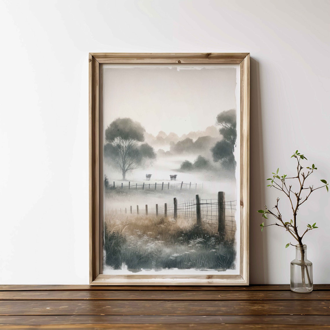 Cow Wall Art Countryside Landscape Painting Farm Animal Art Modern Farmhouse Home Decor Cow Painting Cattle Wall Art Art