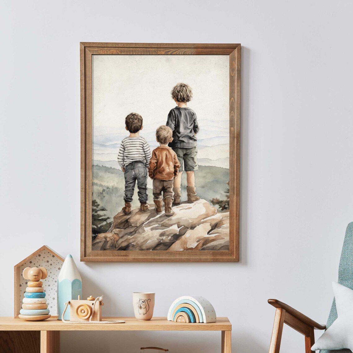 Three Brothers Painting, Boys Room Nursery Decor - Image 2
