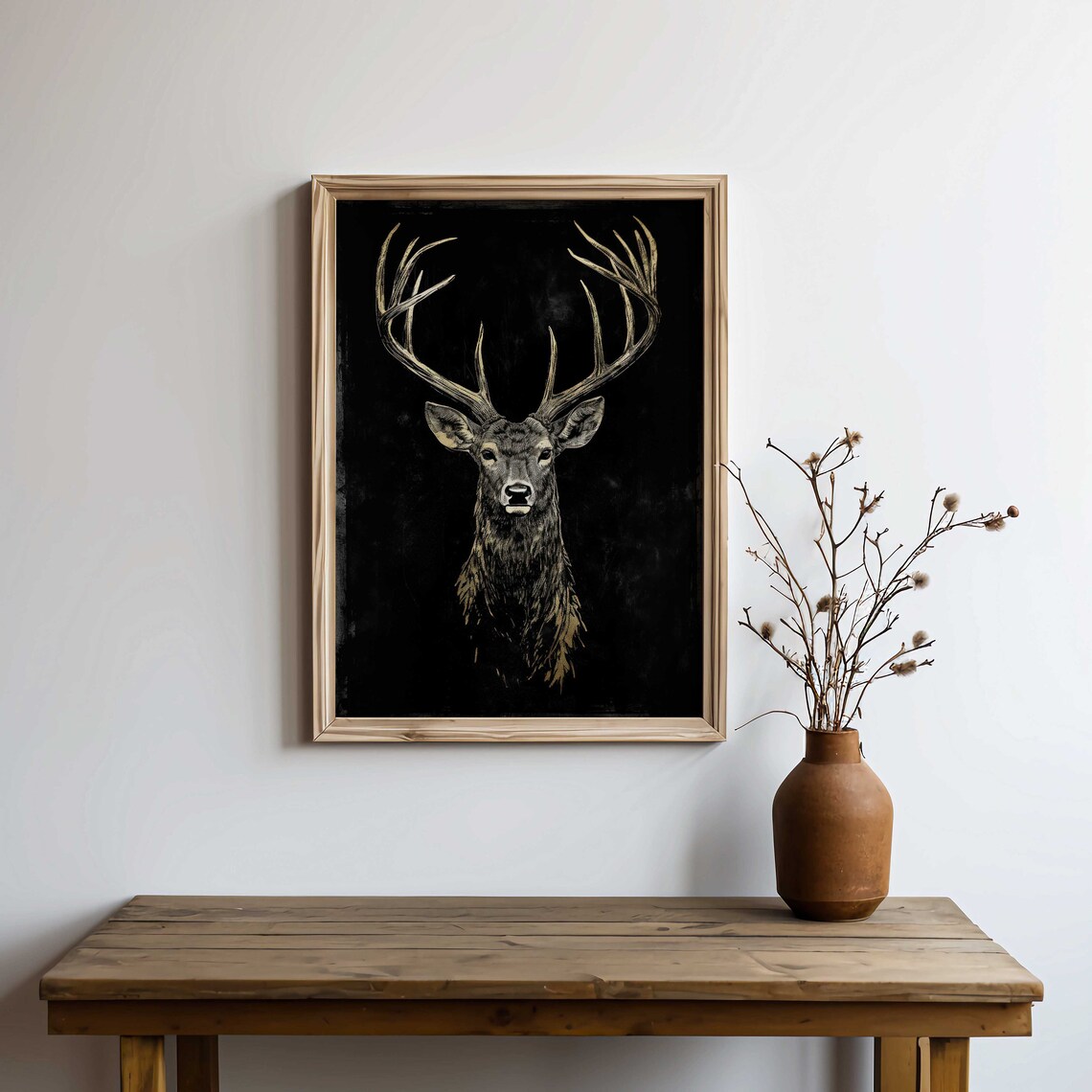 Deer Wall Art, Vintage Buck Minimalist Art Print - Image 3