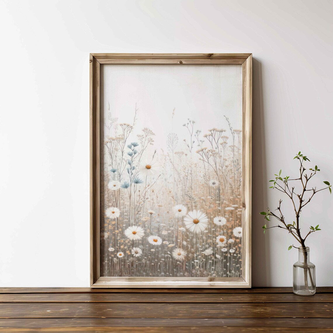 Wildflower Field Art, Rustic Vintage Floral Print - Image 3