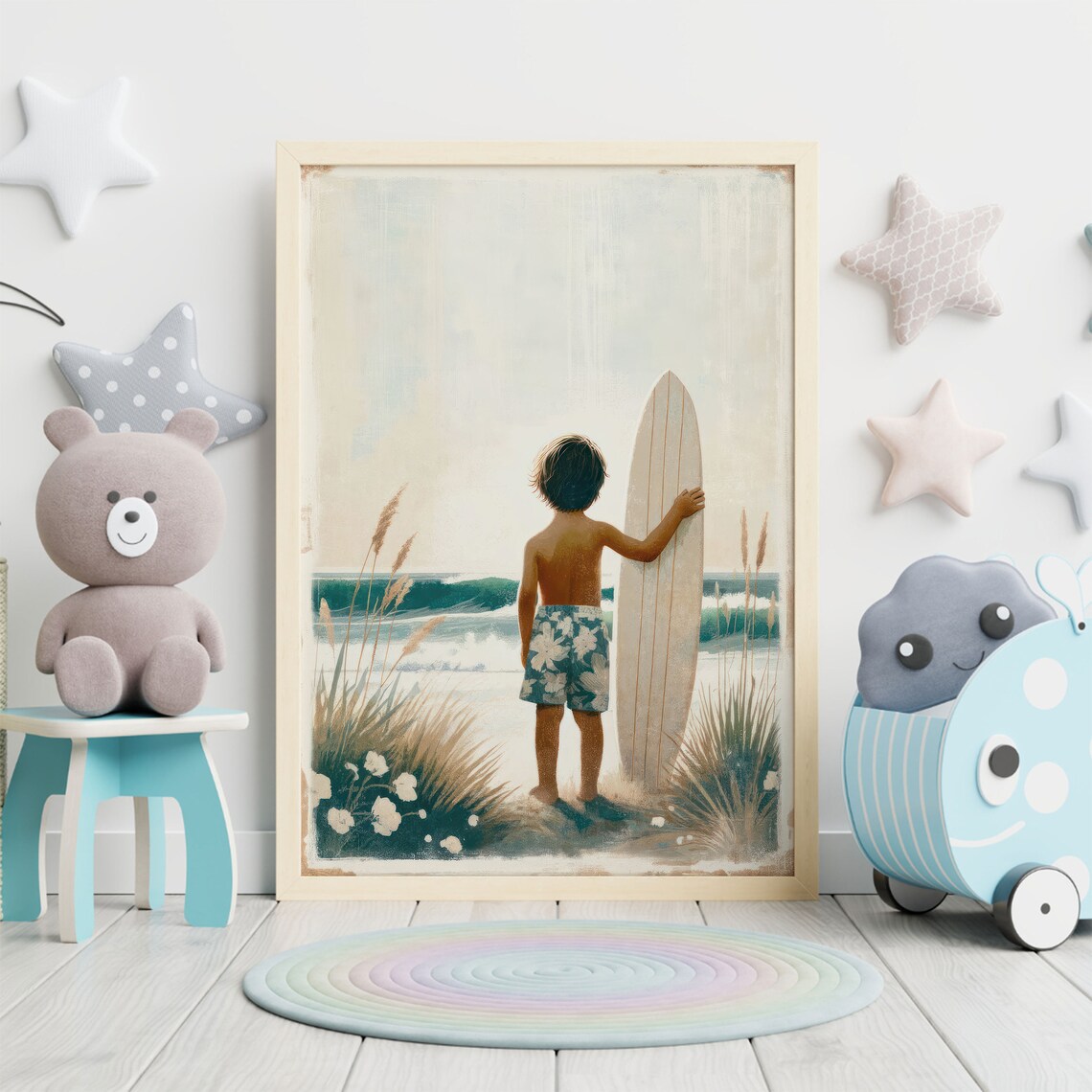 Surfing Nursery Decor, Beach Nursery Art Print