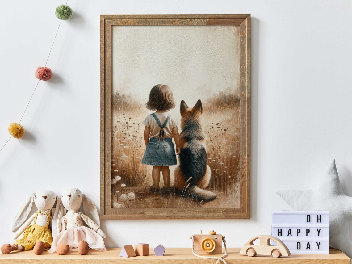 German Shepherd Nursery Print, Girls Room Decor