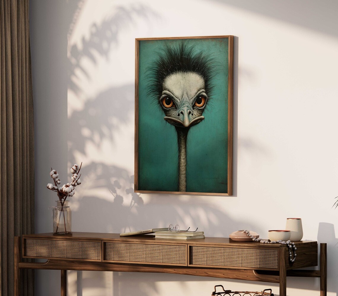 Vintage Ostrich Portrait Funny Bird Art Print - Image 2