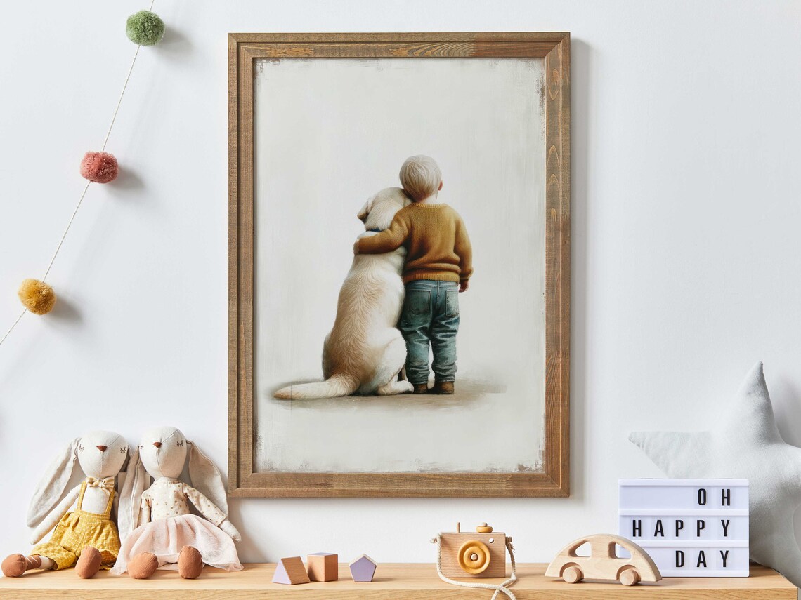 Yellow Labrador Retriever Nursery Decor, Dog Art Print