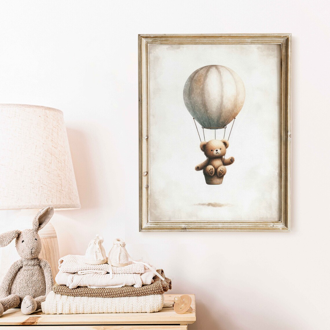 Hot Air Balloon Nursery Bear Art Print, Nursery Decor - Image 2
