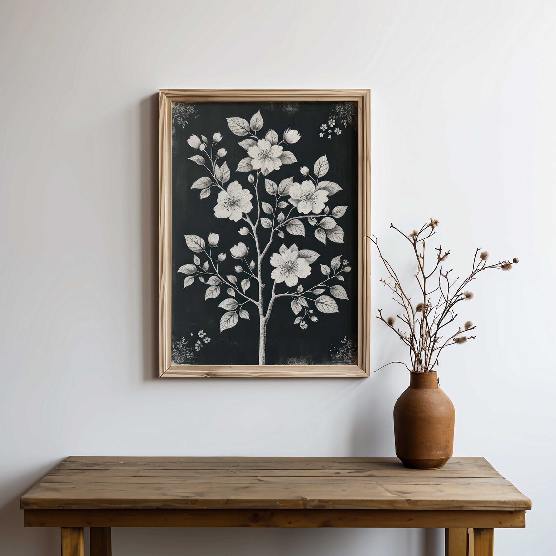 Black Floral Print, Farmhouse Botanical Art - Image 2