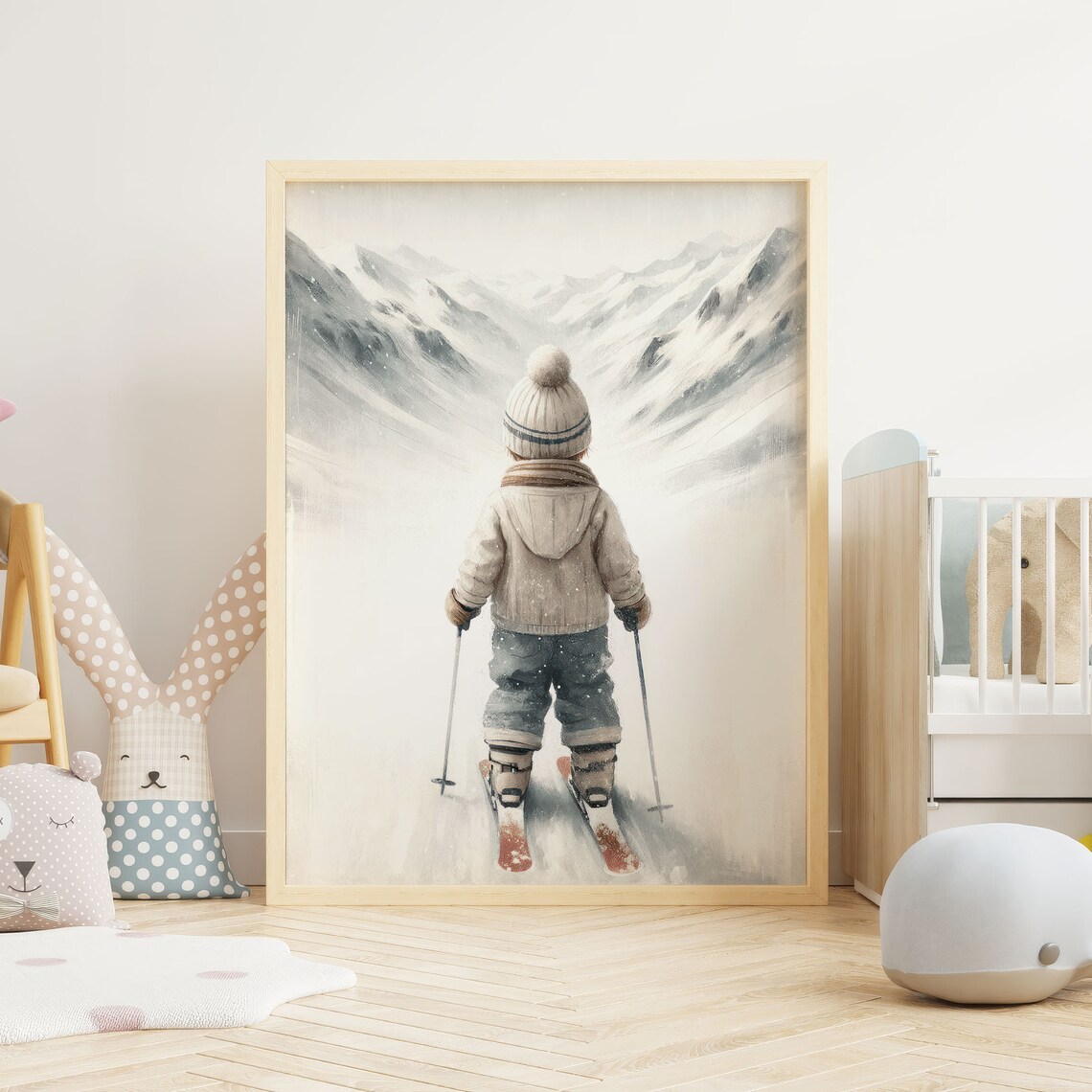 Skiing Nursery Art, Boy's Winter Decor Art Print - Image 2