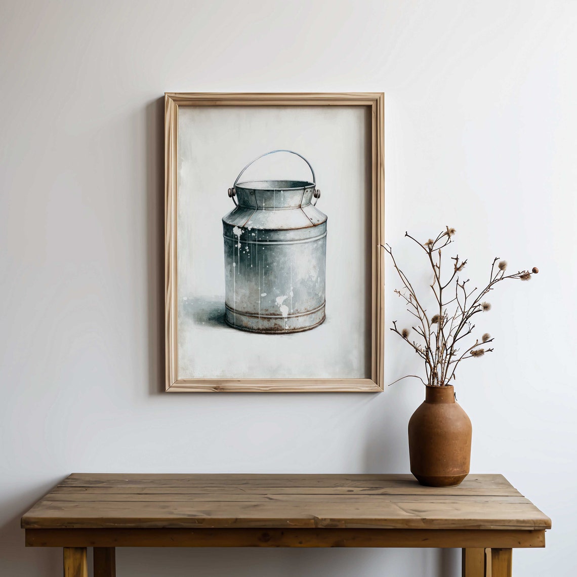 Vintage Galvanized Milk Can Rustic Farmhouse Kitchen Wall Art - Image 2