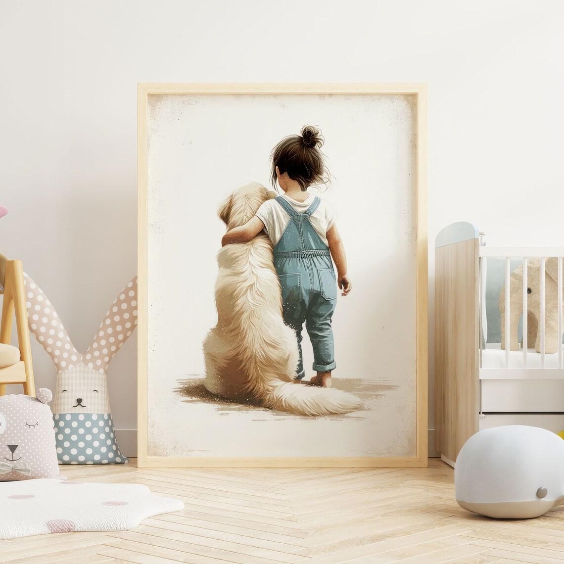 Golden Retriever Nursery Decor Art Print, Girl Dog Portrait - Image 2