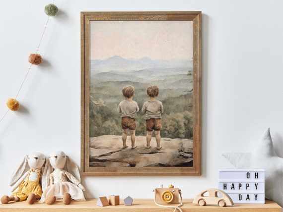 Twin Boys Adventure Nursery Art Print