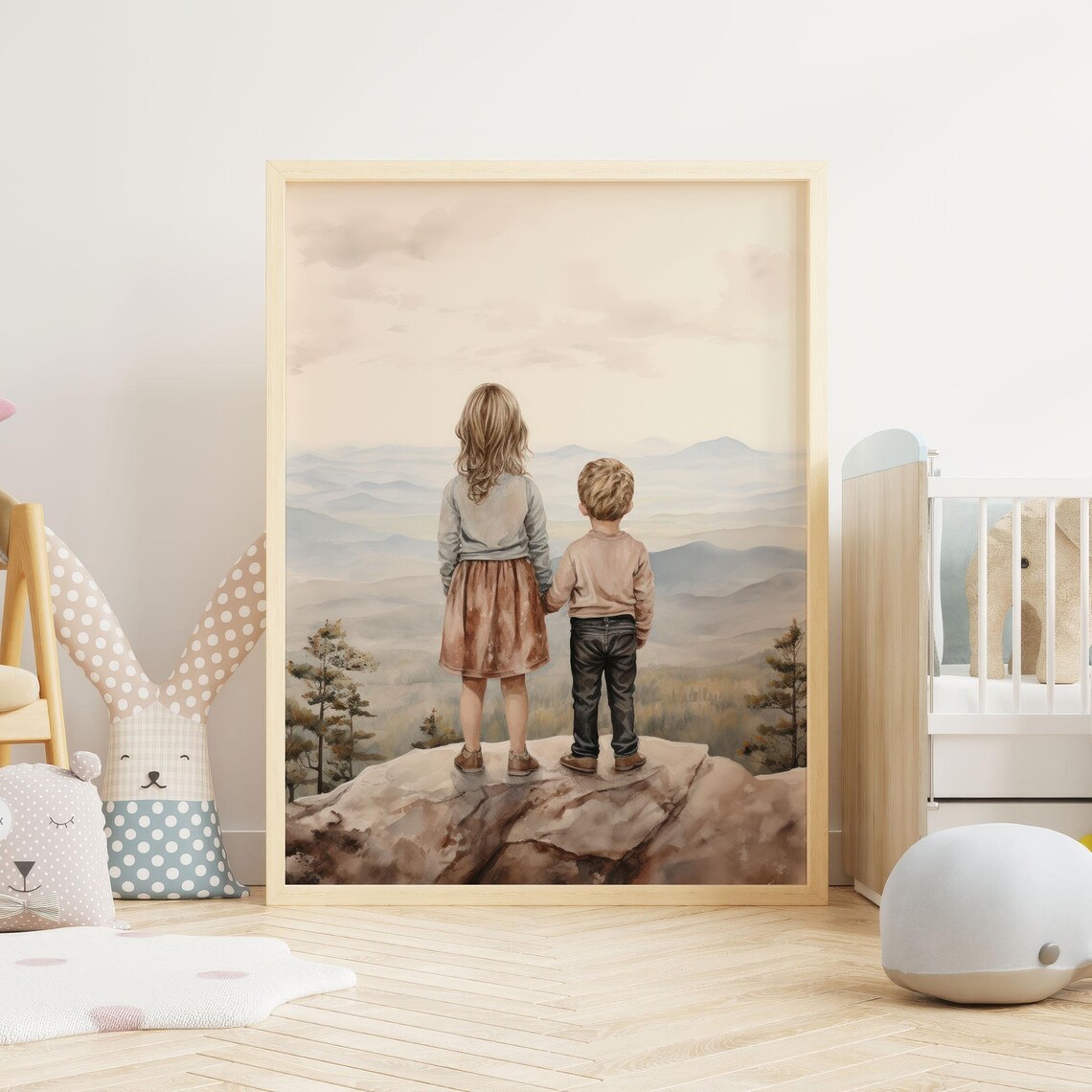 Brother And Sister Portrait Art Print, Family Decor - Image 2