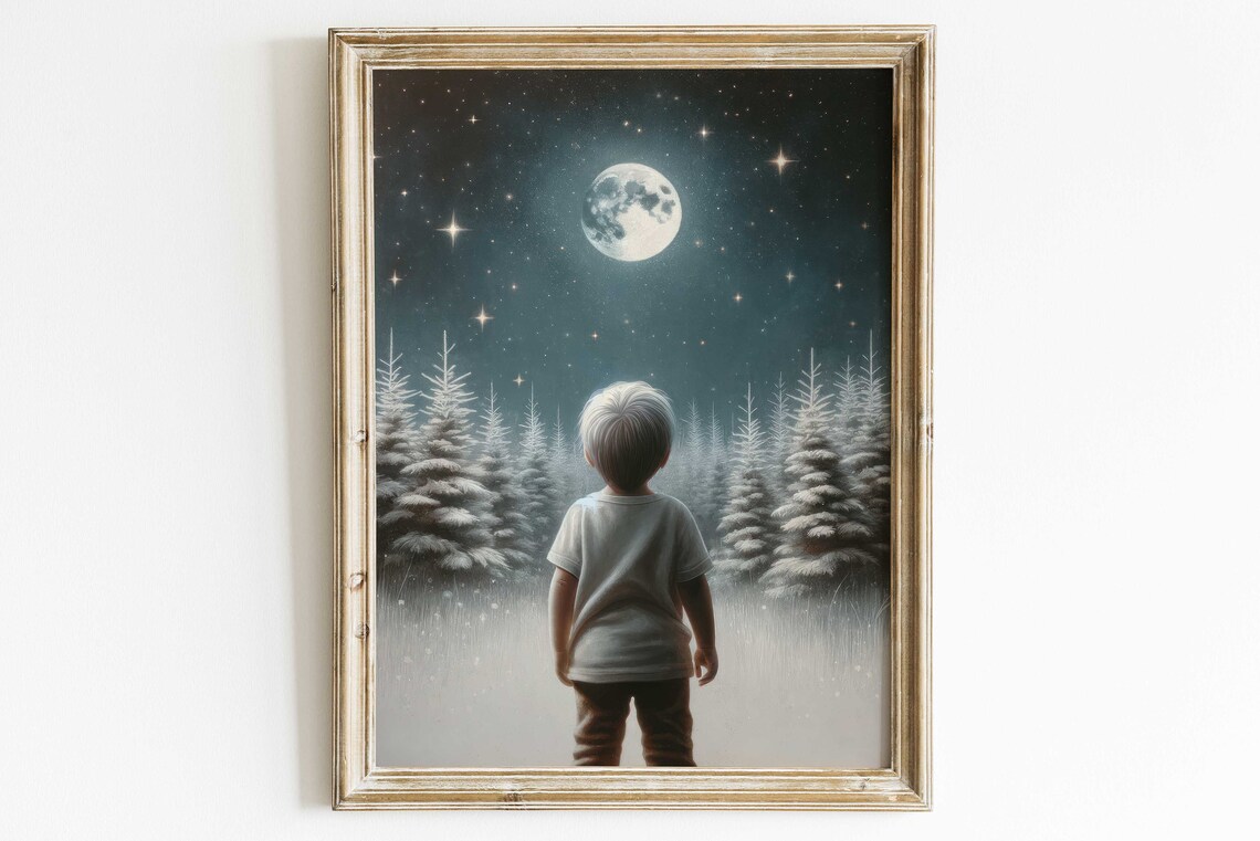 Stars Moon Nursery Decor Art Print, Boy's Room - Image 3