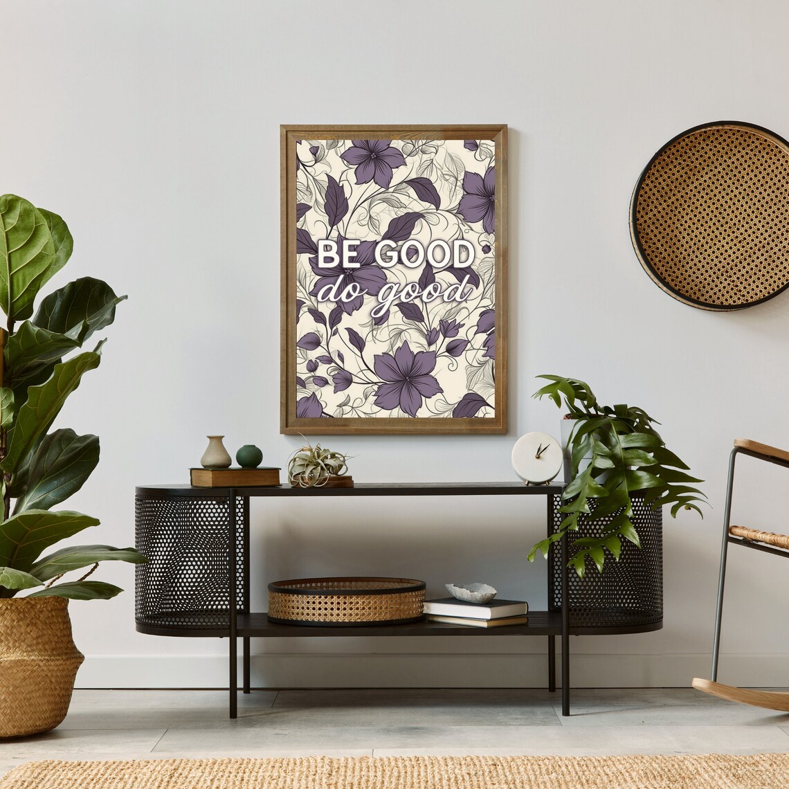 Be Good Do Good Motivational Quote Over Purple Floral Pattern Poster - Image 2