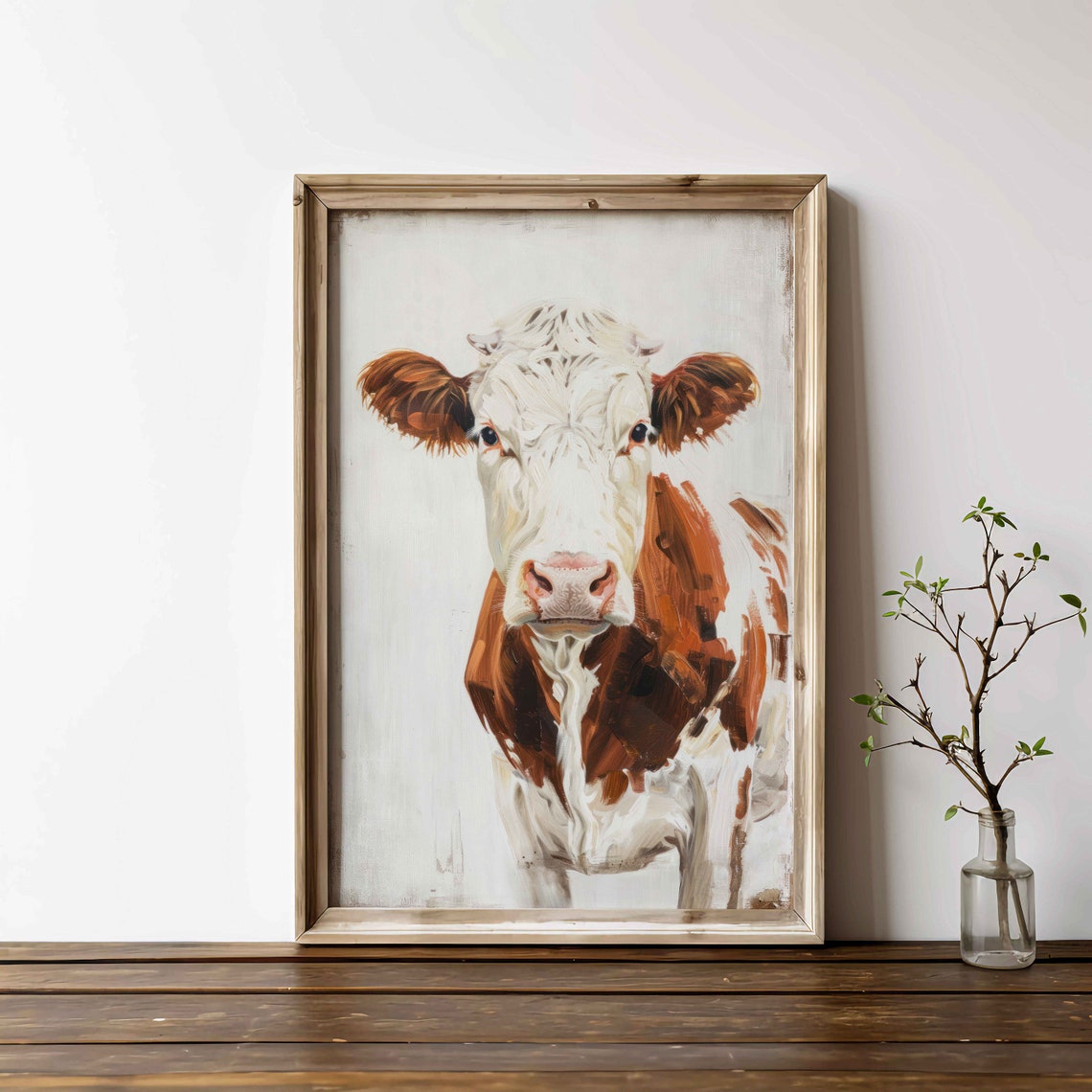 Cow Wall Art Cow Painting Vintage Farm Animal Print Cattle Art Farmhouse Home Decor Country Home Wall Decor Countryside Art