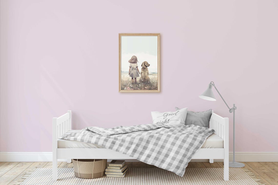 Golden Retriever Nursery Decor Dog Nursery Decor Golden Retriever Print Dog Art Girl Dog Print Girls Room Girl Wall Art - Image 3