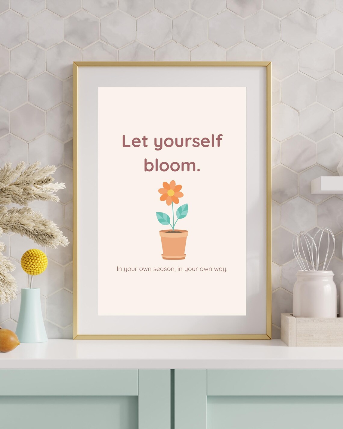 Let Yourself Bloom Botanical Motivational Quote