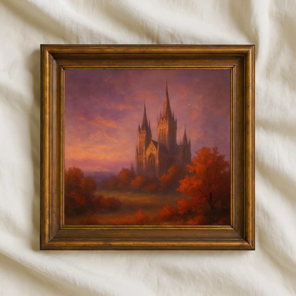 Gothic Cathedral Autumn Sunset Art Print