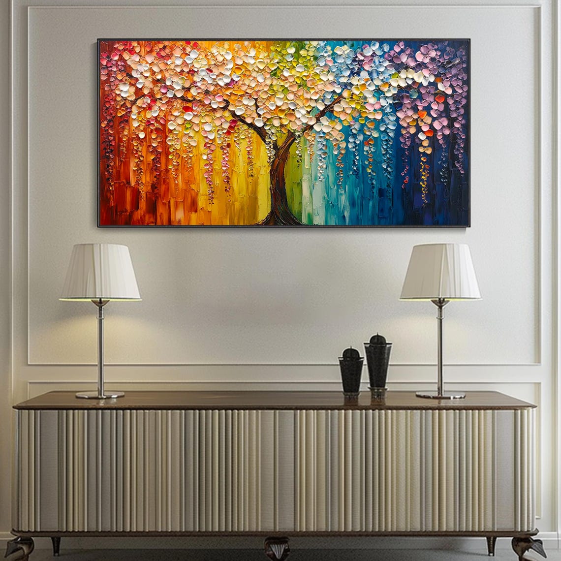 Rainbow Tree Of Life Multicolor Canopy Abstract Painting Poster - Image 2