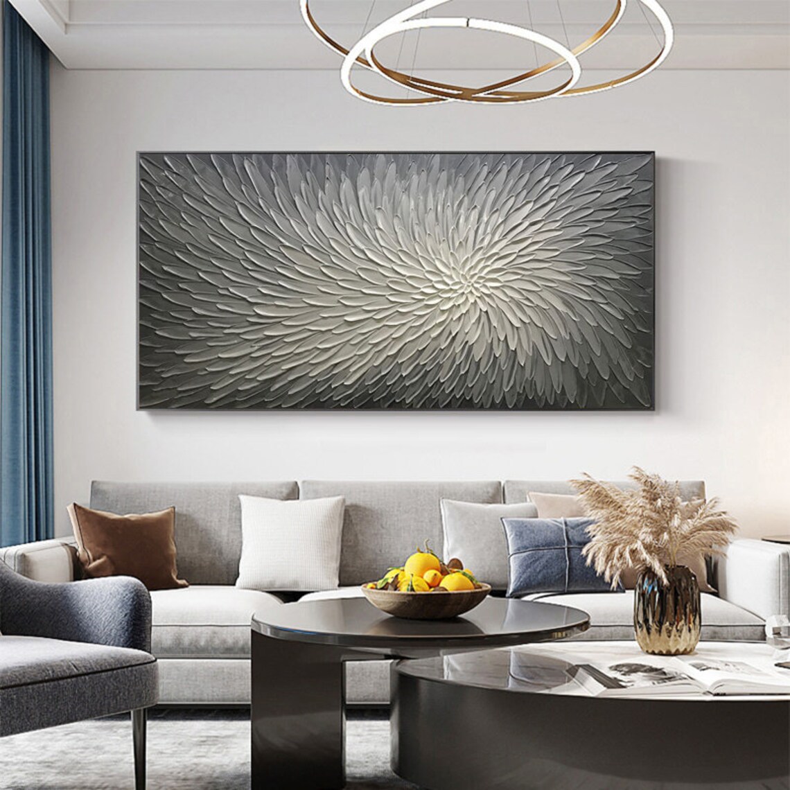 Abstract Gray Oil Painting, Custom Wall Art Print - Image 3