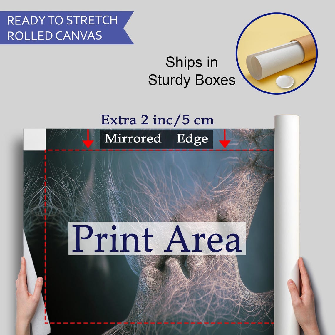 Lovers Faces Formed Of Fine Threads Romantic Couple Kiss Print - Image 4