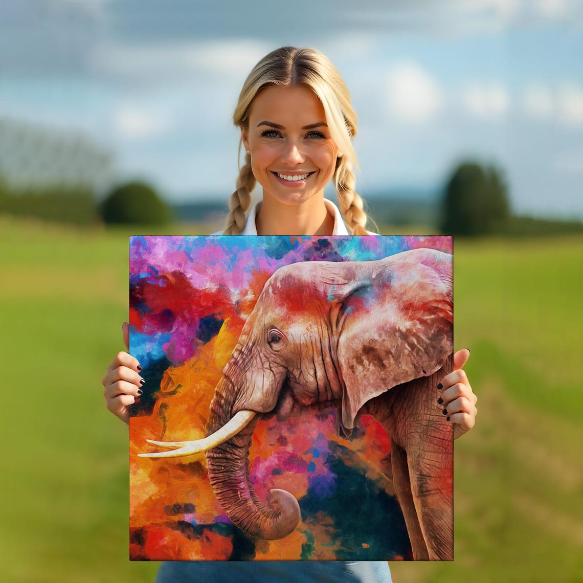 Elephant Profile Colorful Watercolor Abstract Safari Animal Art Poster - Image 5
