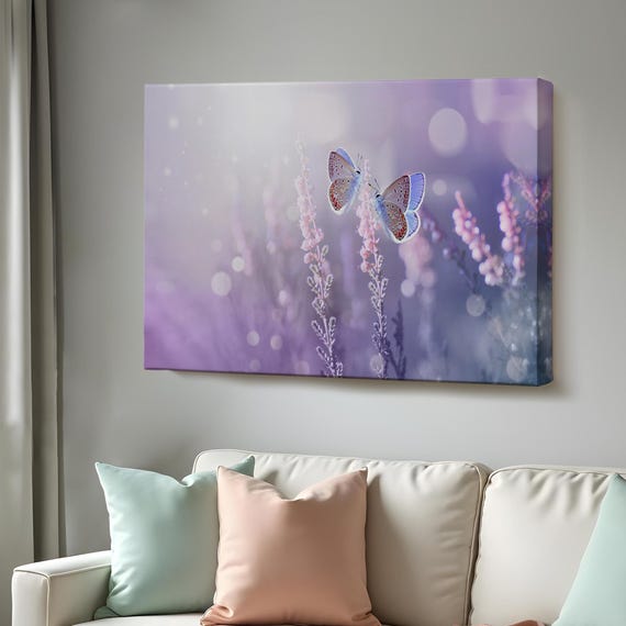 Elegant Butterflies On Lavender Flowers Decorative Wall Art Wall Decor Gift For Nature Enthusiasts Animal Wall Art