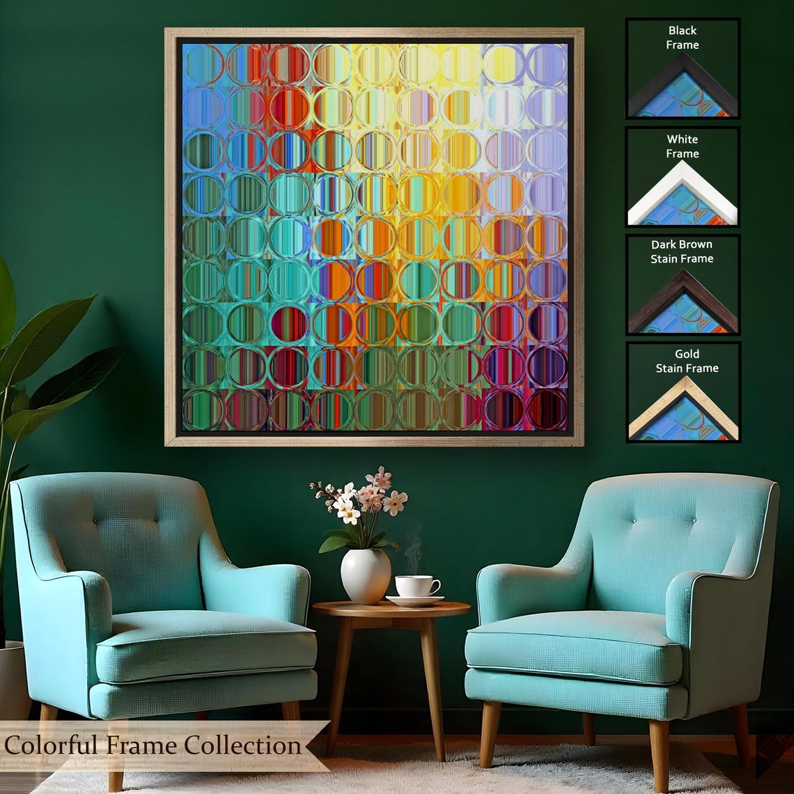 Colorful Glass Circles Abstract Geometric Rainbow Pattern Wall Art - Image 2