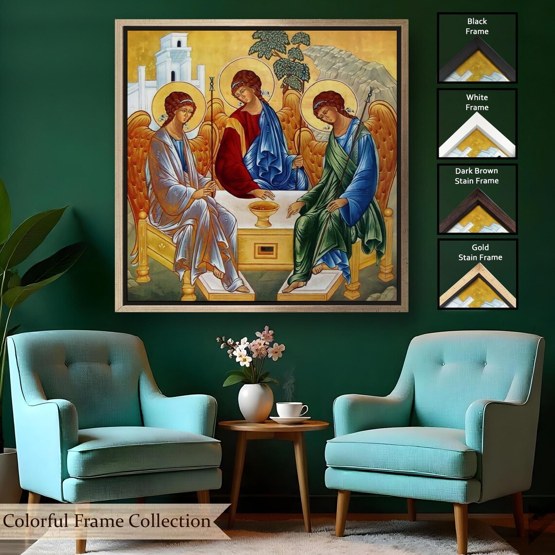 Andrei Rublev Holy Trinity Icon Three Angels Classic Orthodox Religious Art Poster - Image 2