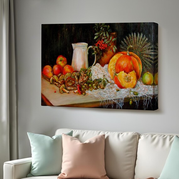 Fruits On The Table Oil Painting Style Wall Art Room Decor Housewarming Gifts Large Wall Hanging Wall Art