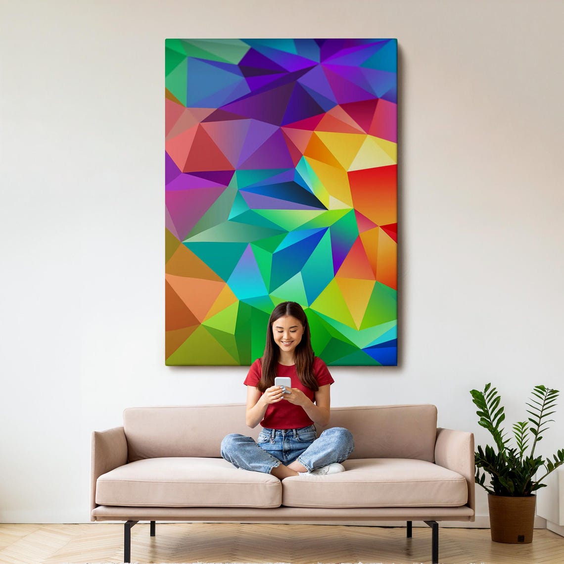Colorful Geometric Shapes Multi Colored Abstract Painting Large Wall Art Abstract Print Abstract Wall Art - Image 3